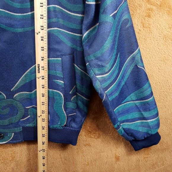 SCOTCH & SODA Bomber Jacket Mens Medium Blue Green Lightweight Jacquard $268 - Picture 9 of 10